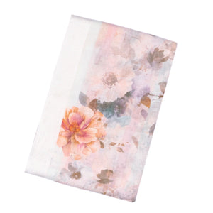 White Handloom Linen Saree With Printed Flowers