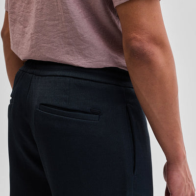 Navy Self-Design Slim Fit Trousers