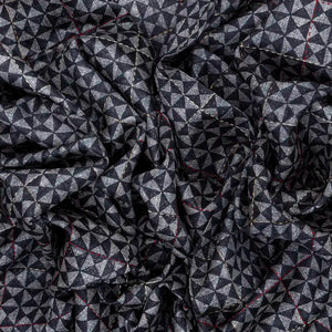 Dark Grey Handloom Tussar Silk Saree Printed With Triangle Motifs