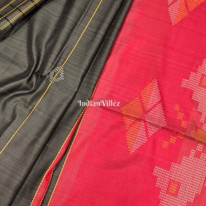 Gray Handloom Soft Silk Saree