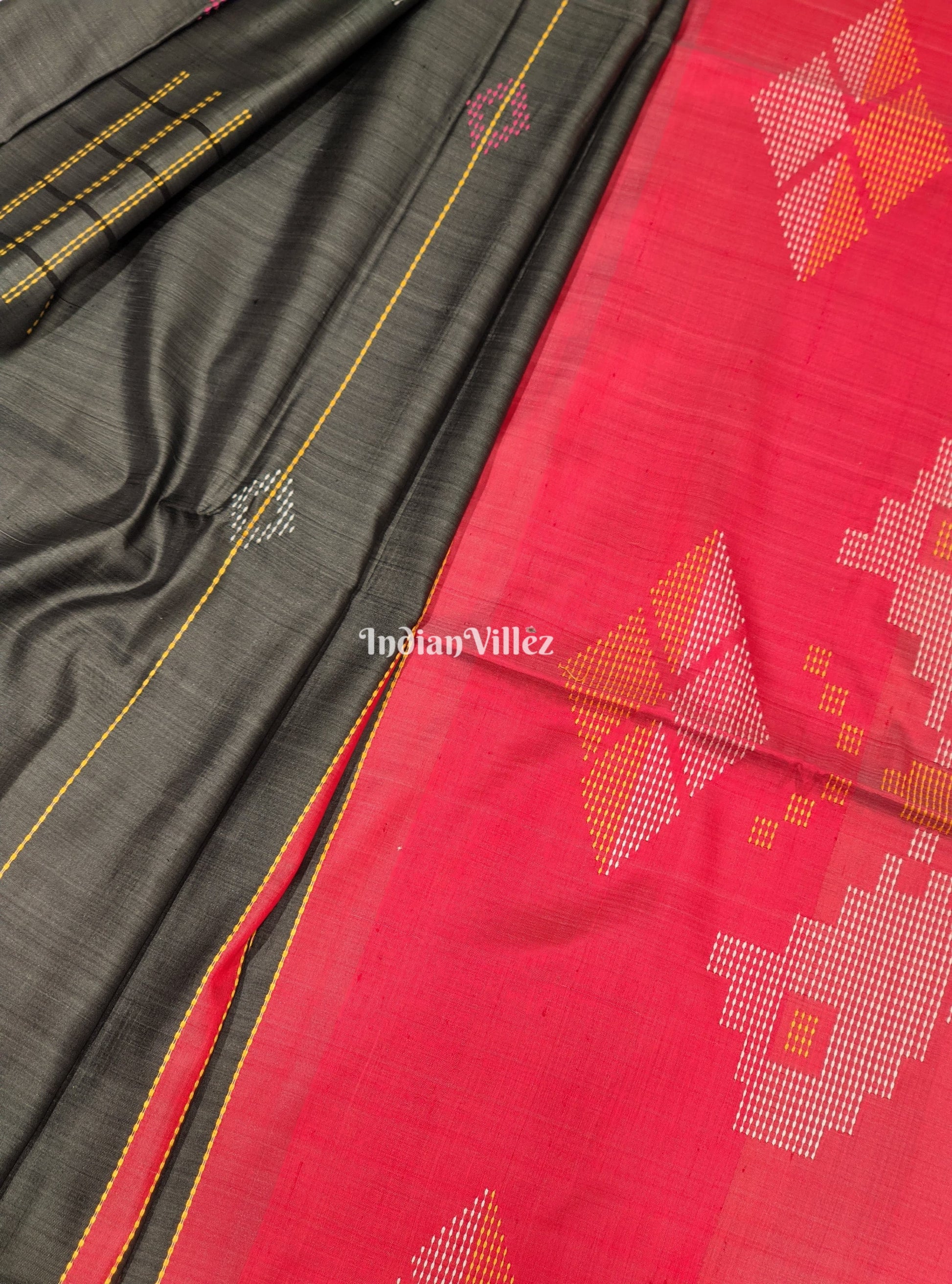 Gray Handloom Soft Silk Saree