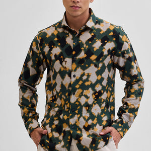 Dark Green Textured Abstract Shirt