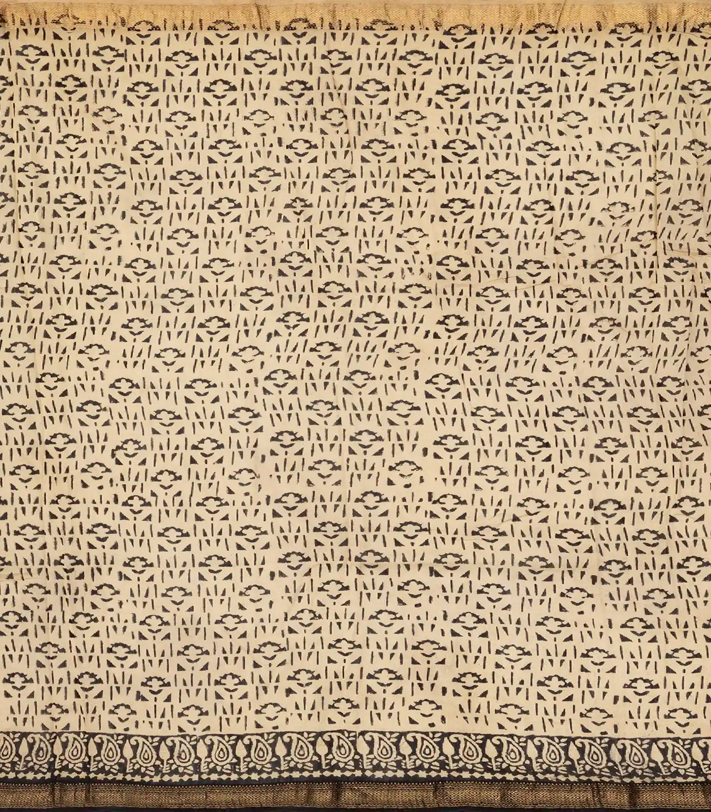 Rust Handloom Chanderi Cotton Saree With Printed Floral Motifs