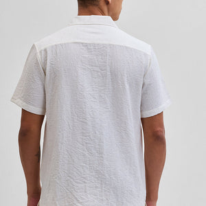 Cream Box Fit Linen Blend Shirt