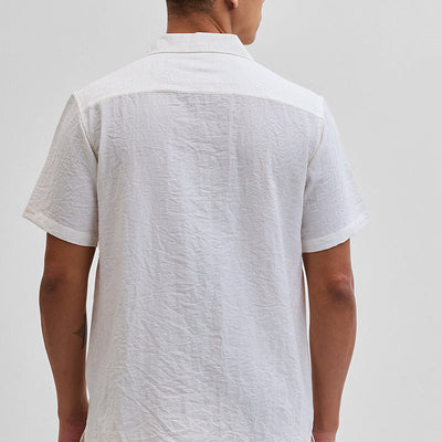 Cream Box Fit Linen Blend Shirt