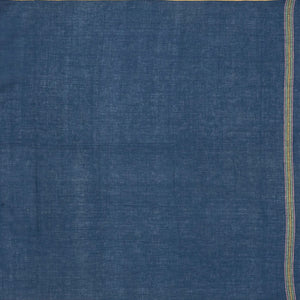 Navy Blue Handloom Bhujodi Cotton Saree With Cross Buttas