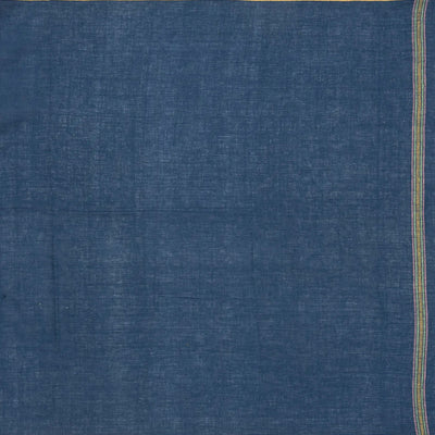 Navy Blue Handloom Bhujodi Cotton Saree With Cross Buttas