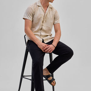 Beige Textured Box Fit Shirt
