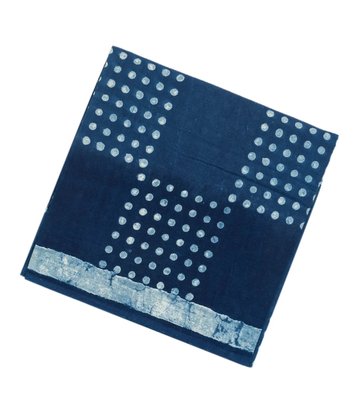 Indigo Woven Jaipur Cotton Saree Printed With White Dotted Motifs