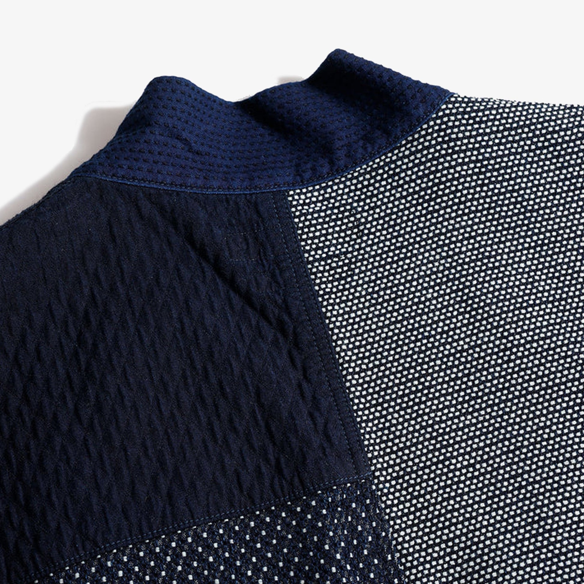 FDMTL | PATCHWORK HAORI JACKET RINSE { INDIGO