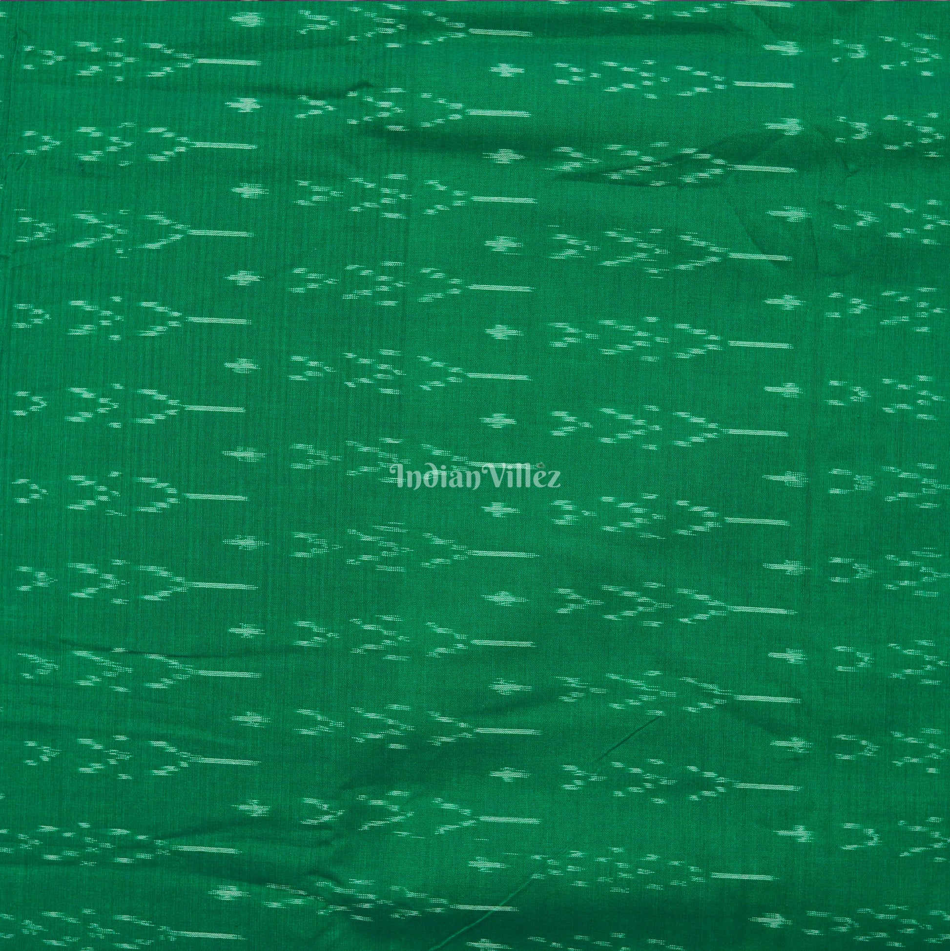 Green Handwoven Pochampally Ikat Cotton Fabric