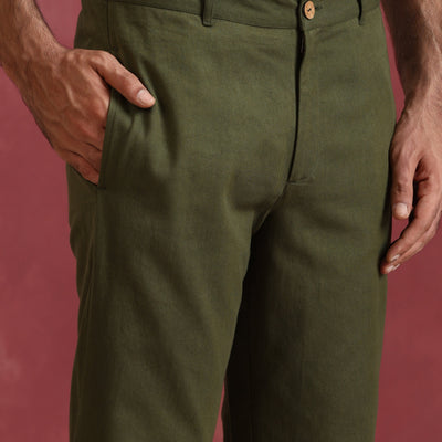 trueBrowns Men's Olive Cotton Co-ord set