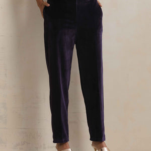 trueBrowns Purple Velvet Embroidered Kurta Pant Dupatta Set