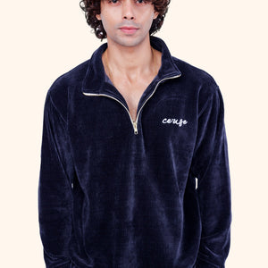 CERISE CORD HALF ZIP - NAVY BLUE