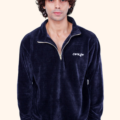 CERISE CORD HALF ZIP - NAVY BLUE