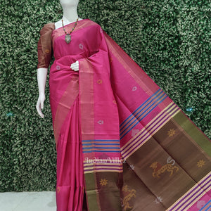 Rani Pink Pure Bishnupuri Silk Saree
