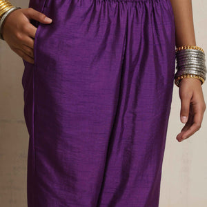 trueBrowns Purple Silk Anarkali Flared Kurta Set
