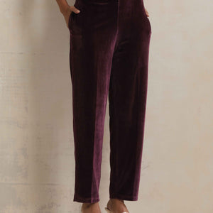 trueBrowns Purple Velvet Floral Embroidered Kurta Pant Dupatta Set