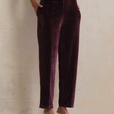trueBrowns Purple Velvet Floral Embroidered Kurta Pant Dupatta Set