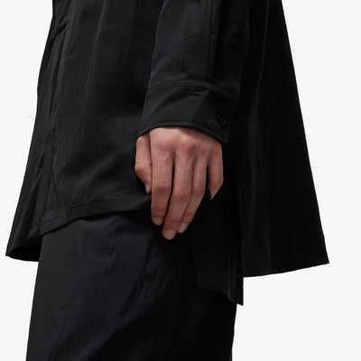 Y-3 | WASHED TWILL OVERSHIRT { BLACK