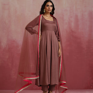 trueBrowns Brown Modal Anarkali Kurta Set