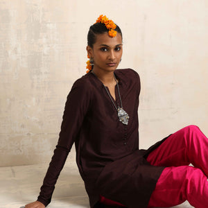 trueBrowns Cola Silk Kurta Co-ord Set