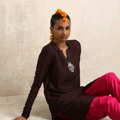 trueBrowns Cola Silk Kurta Co-ord Set