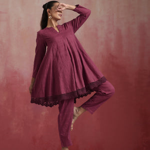 trueBrowns Mauve Cotton Dobby Co-ord set