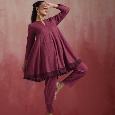 trueBrowns Mauve Cotton Dobby Co-ord set