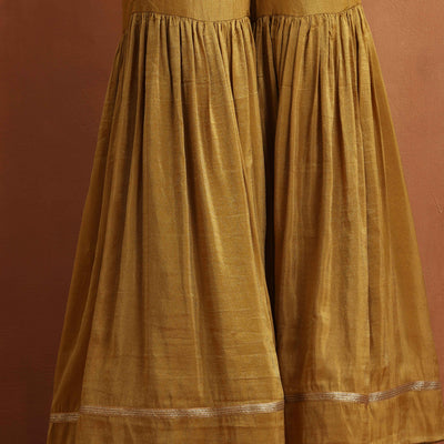 trueBrowns Gold Tissue Sharara Dupatta Set