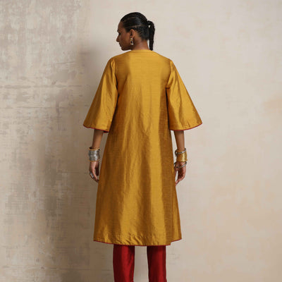 trueBrowns Gold Silk Kurta Set