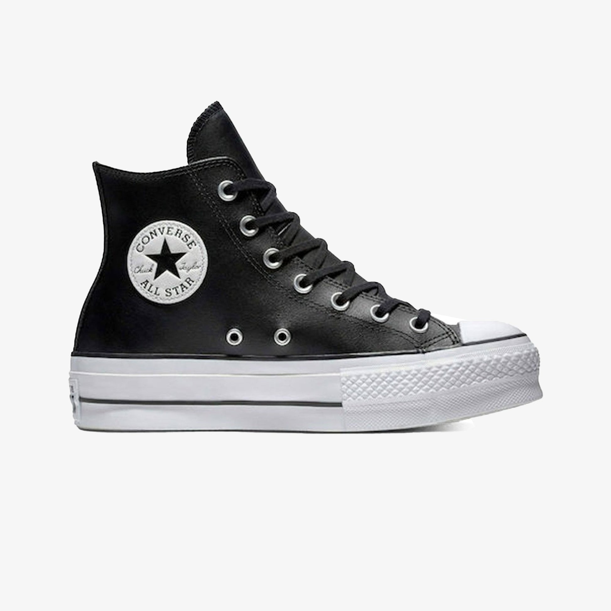 Converse | CHUCK TAYLOR ALL STAR LEATHER PLATFORM HI { BLACK/WHITE