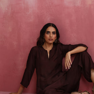 trueBrowns Cola Viscose Silk Kurta Co-ord Set