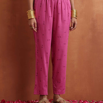 trueBrowns Pink Print Kaftan Kurta Co-ord Set