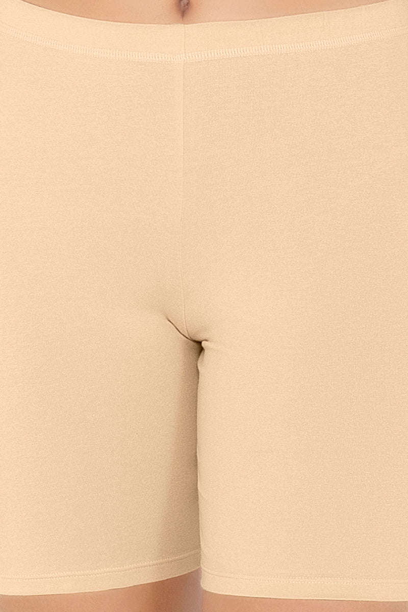 Smooth Mid-thigh Cotton Shortie Liner (Pack of 2) - Black-Nude