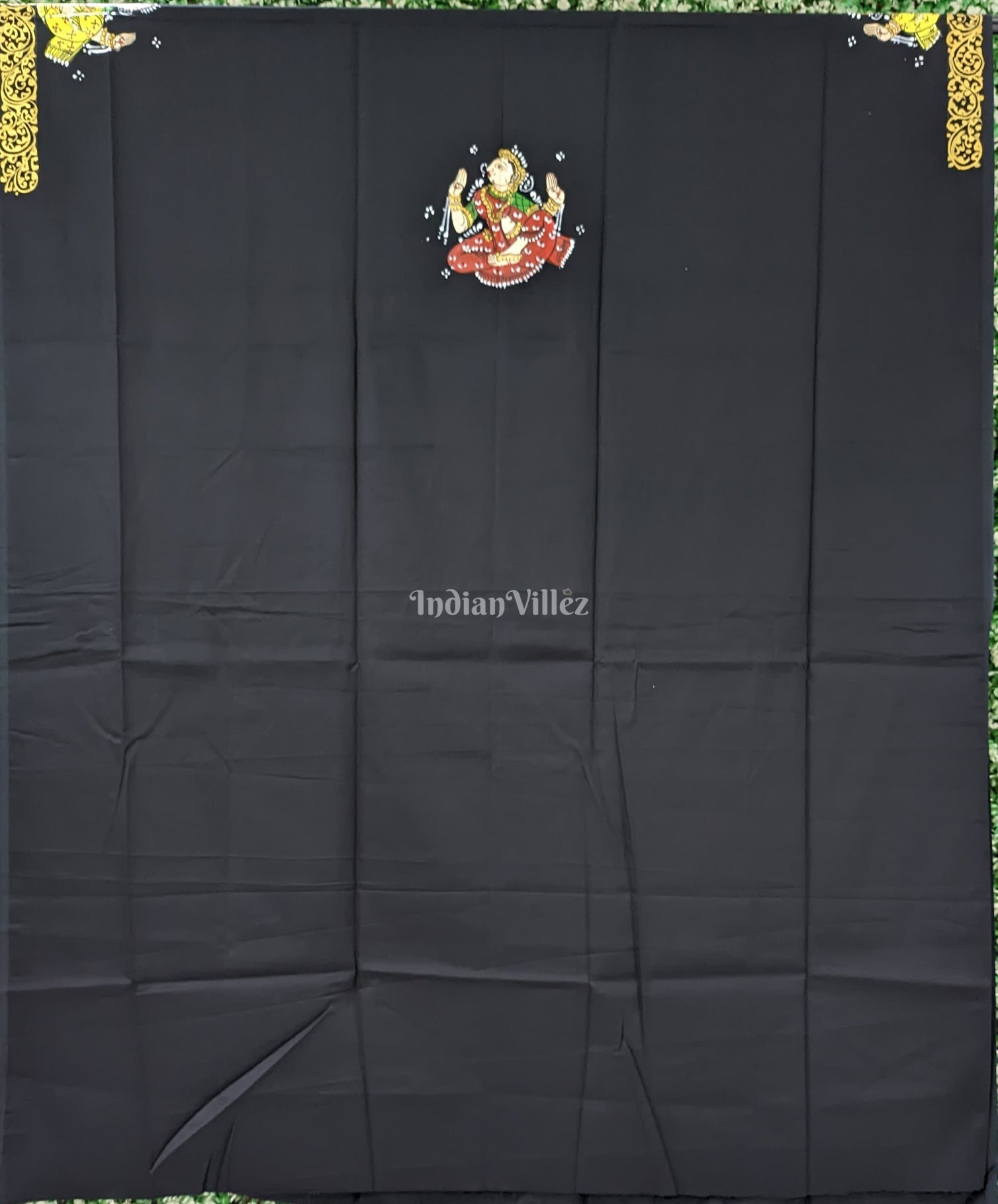 Black Nartaki Theme Pattachitra Kurti Cotton Dress Material