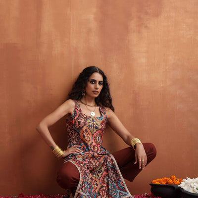 trueBrowns Cola Print Straight Kurta Set