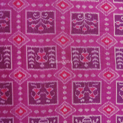 Deep Pink Tribal Theme Sambalpuri Ikat Cotton Fabric