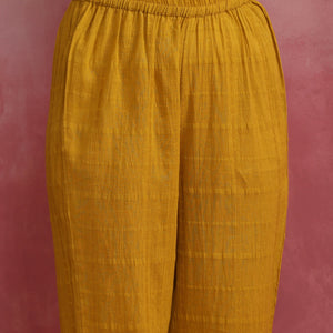 trueBrowns Mustard Cotton Dobby Kurta Set