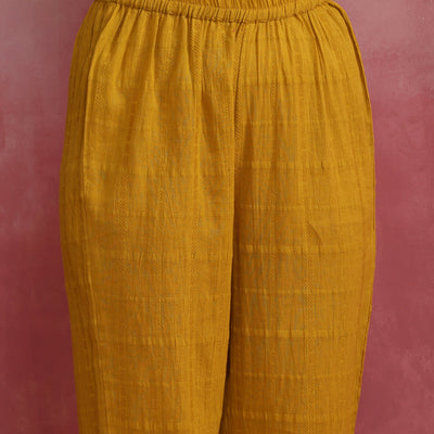trueBrowns Mustard Cotton Dobby Kurta Set
