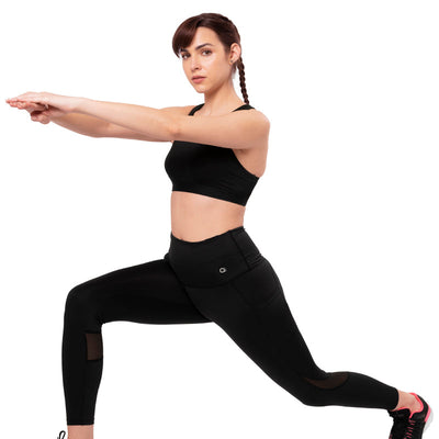Flaunt Panelled High Rise Active Leggings - Jet Black