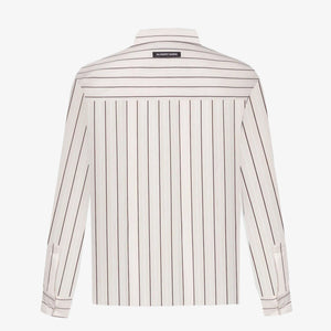 ALMOST GODS | ASSEMBLAGE STRIPE BOXY SHIRT { WHITE