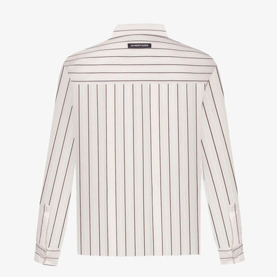 ALMOST GODS | ASSEMBLAGE STRIPE BOXY SHIRT { WHITE