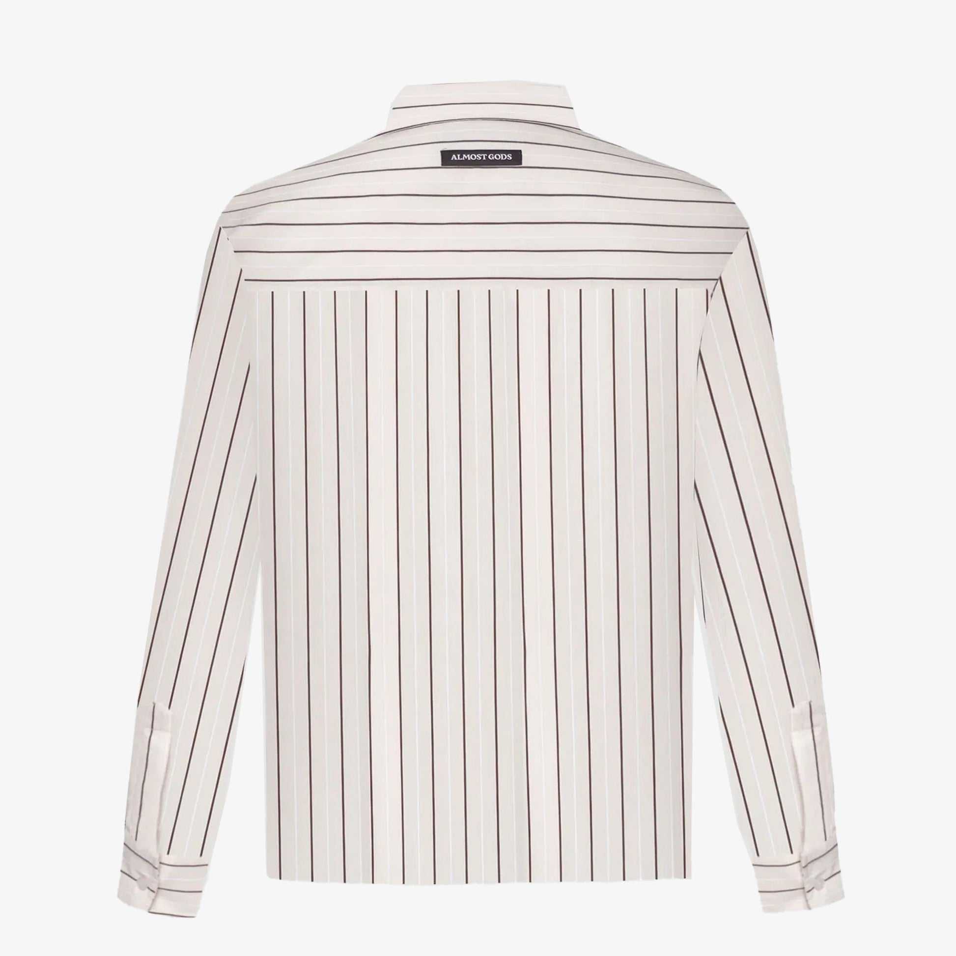 ALMOST GODS | ASSEMBLAGE STRIPE BOXY SHIRT { WHITE