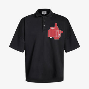 ALMOST GODS | ASSEMBLAGE BOXY POLO { BLACK
