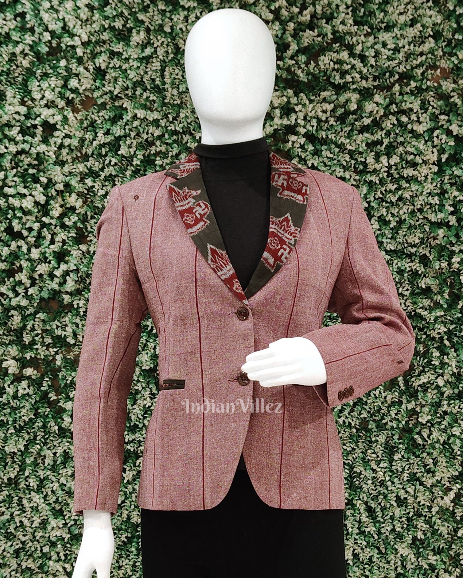 Maroon Odisha Ikat Women's Designer Blazer