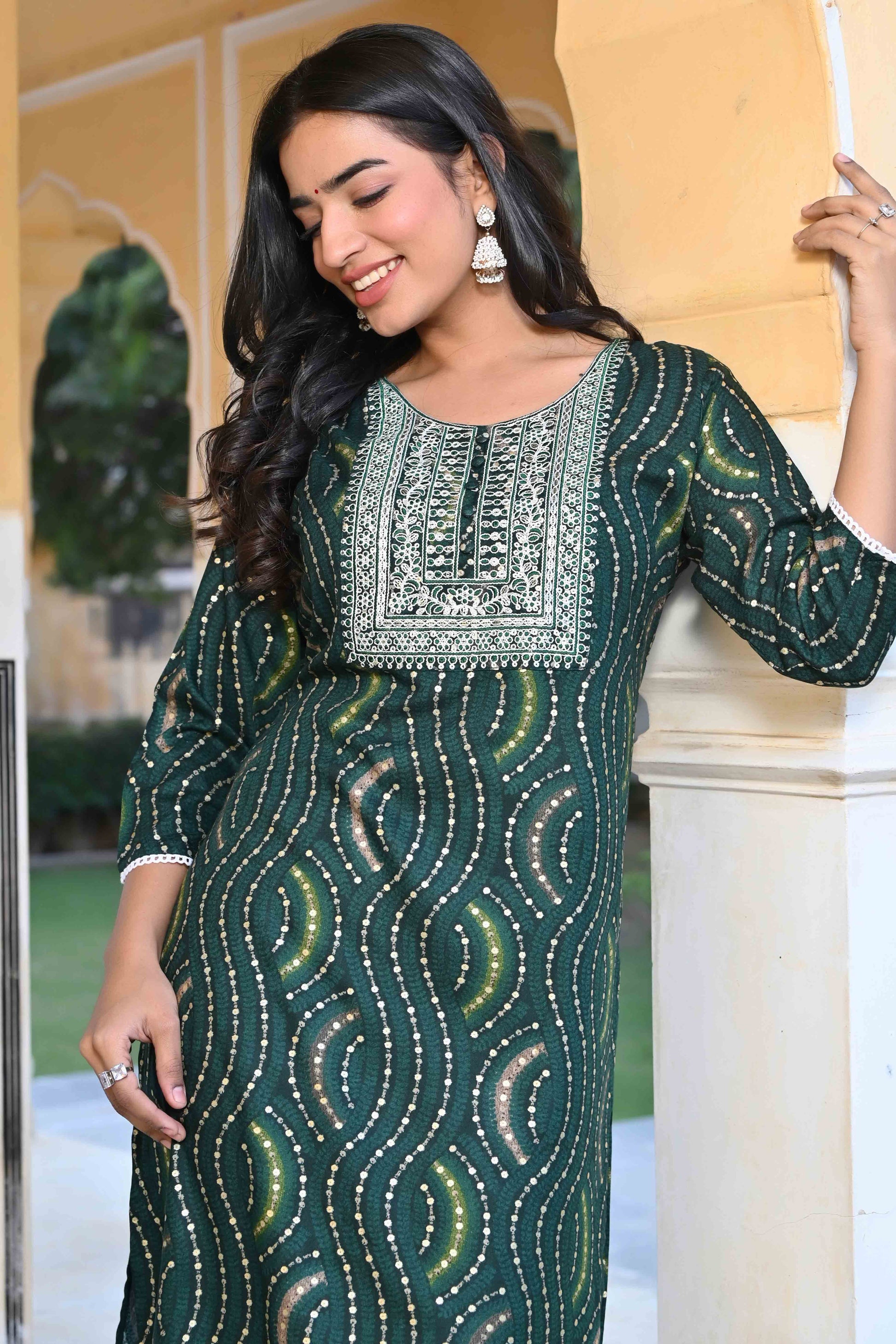green-foil-printed-rayon-straight-kurti