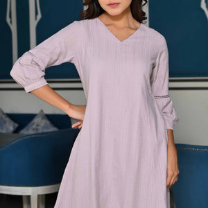 Lavender Dobby Work Pure Cotton Co-Ord Set