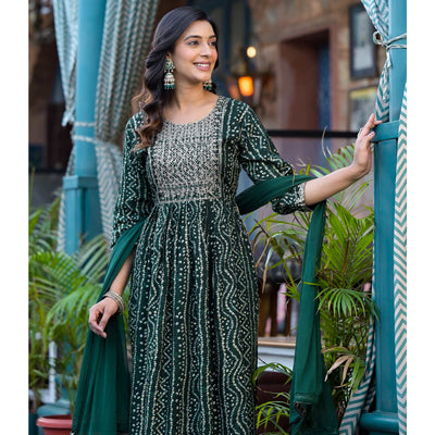 green-bandhani-printed-naira-cut-rayon-salwar-suit