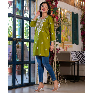 green-embroidered-rayon-straight-top